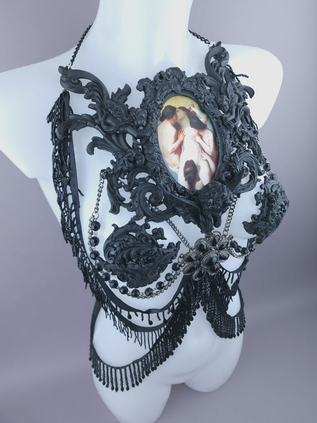 Pearls & Swine: Black Filigree Harness Body Jewellery & Pasties "La Femme Damnée"