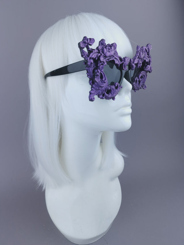 Pearls & Swine: Purple Filigree Cat Eye Sunglasses "Lamia"