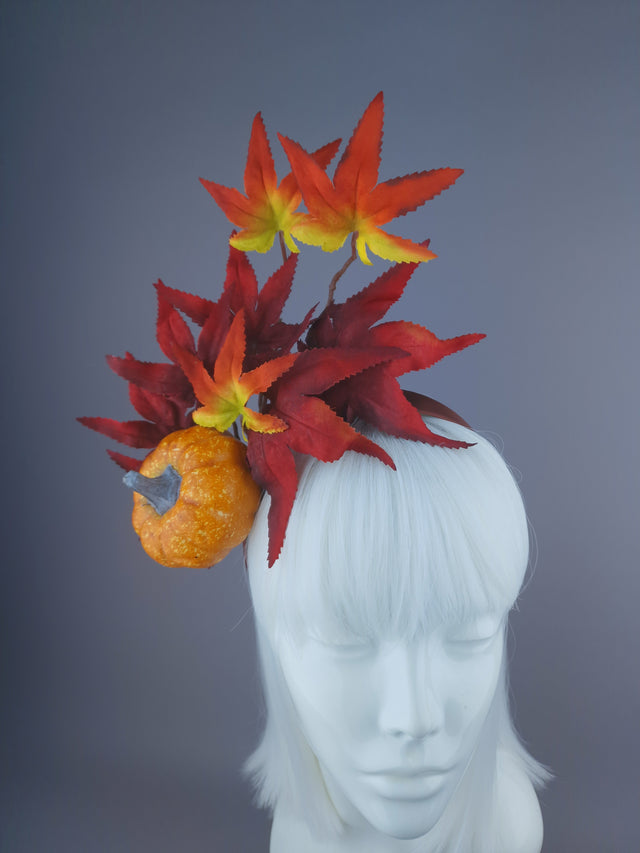 Pearls & Swine: Autumnal Headdress with Leaves & Pumpkin "Spice"
