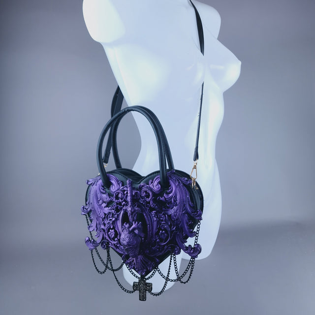 "Tullia" Purple Filigree Heart Shaped Handbag