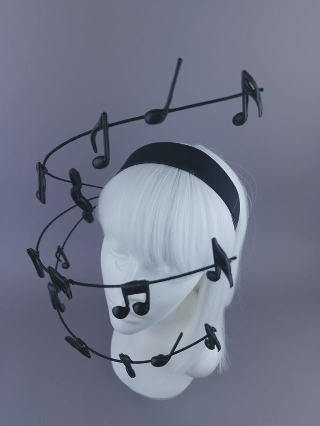 Pearls & Swine: Black Musical Notes Headpiece "Song"