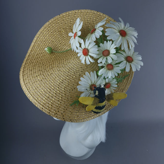 "Bumble" Daisy Flowers & Bee Fascinator Hat