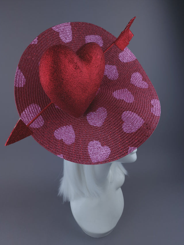 Pearls & Swine: Hat Red & Pink Glitter Heart