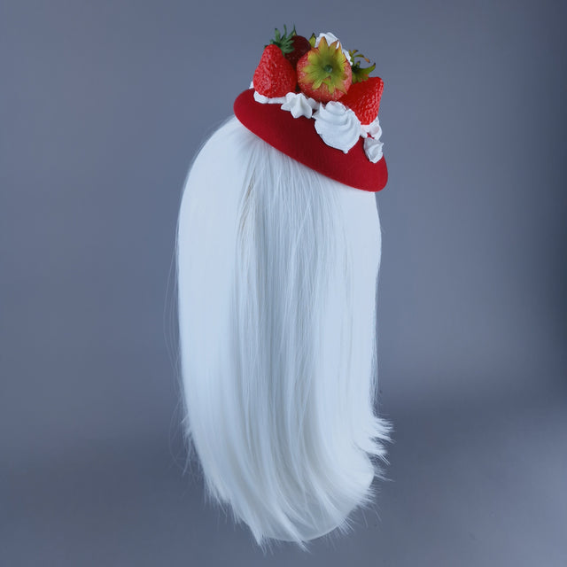 "Fragaria'" Strawberries & Cream Food Fascinator Hat