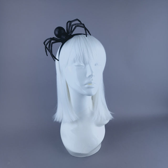 "Charlotte" Black Glitter Spider Headpiece