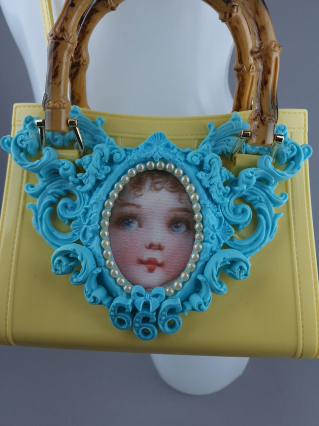 "Baby" Pastel Blue & Yellow Filigree Handbag