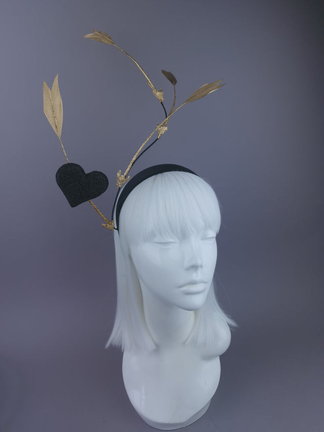 Pearls & Swine: Gold Arrows & Heart Headpiece "Pierced"