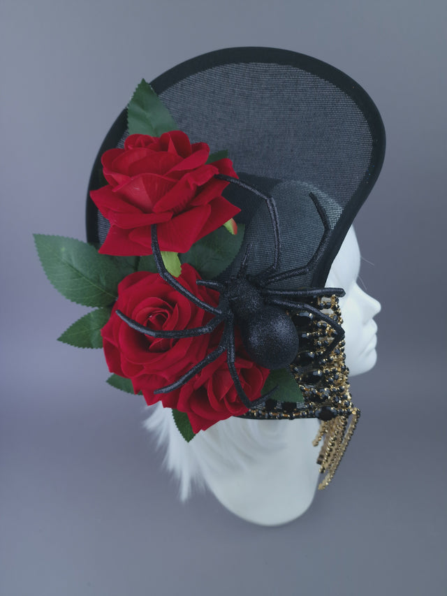 "Melisandre" Black Spider & Rose Hat