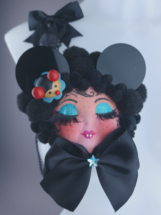 Black Ear Dollface Necklace Brooch Jewellery