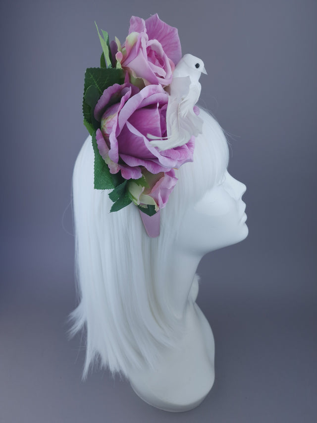 "Torrin" Pink/Purple Rose & Doves Headdress
