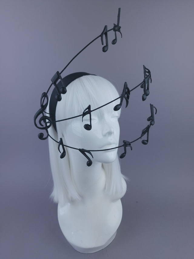 Pearls & Swine: Black Musical Notes Headpiece "Song"