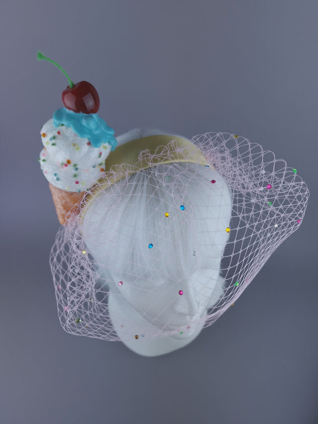 "Vanilla" Glittery Ice cream Veil headpiece