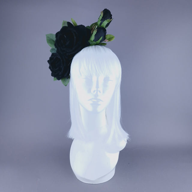 "Devaki" Black Rose Flower Headdress