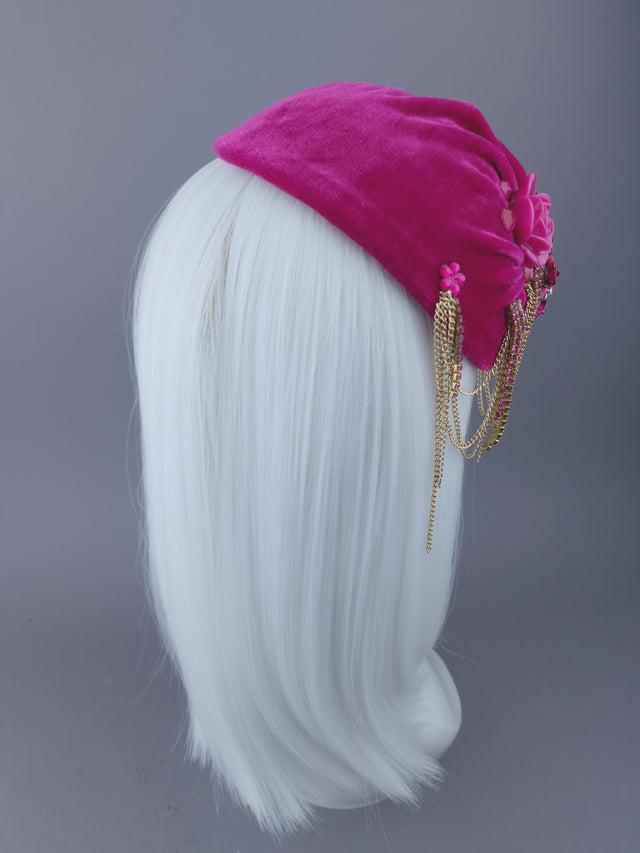 Pearls & Swine: Pink Velvet Jewel Hat Vintage-Inspired "Anna"