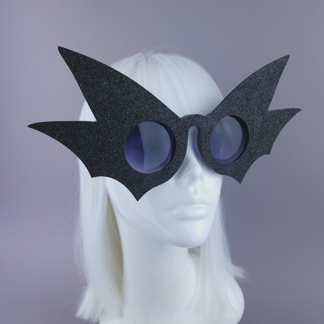 "Nerezza" Oversized Black Glitter Sunglasses