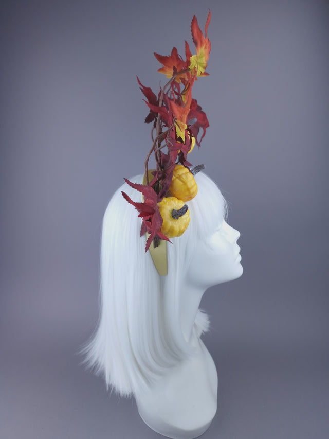 Pearls & Swine: Autumnal Headdress with Leaves & Pumpkin "Airi"