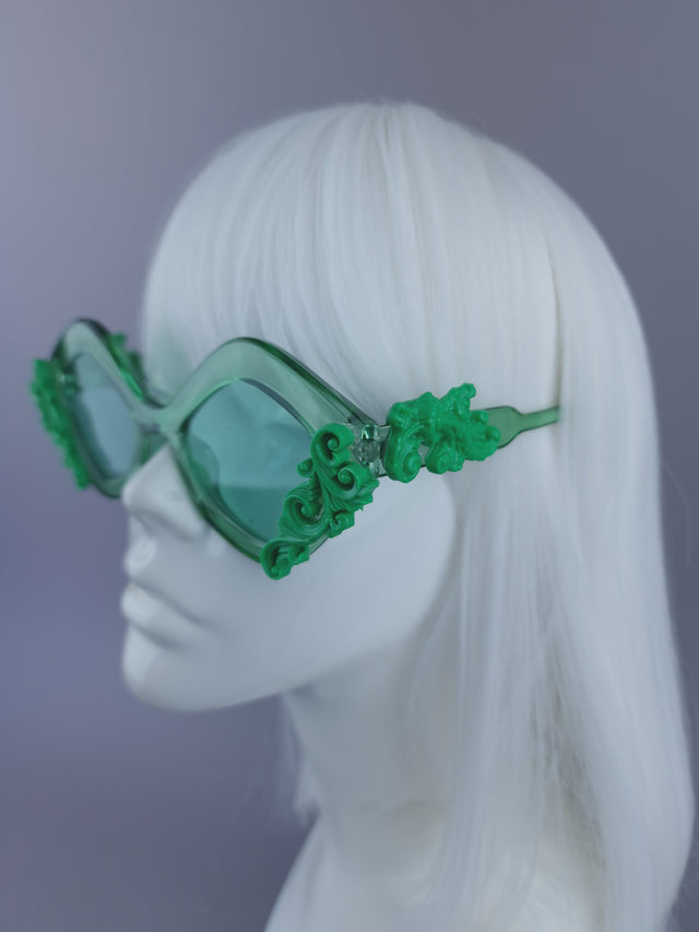 Pearls & Swine: Green Filigree Sunglasses - LIMITED EDITION