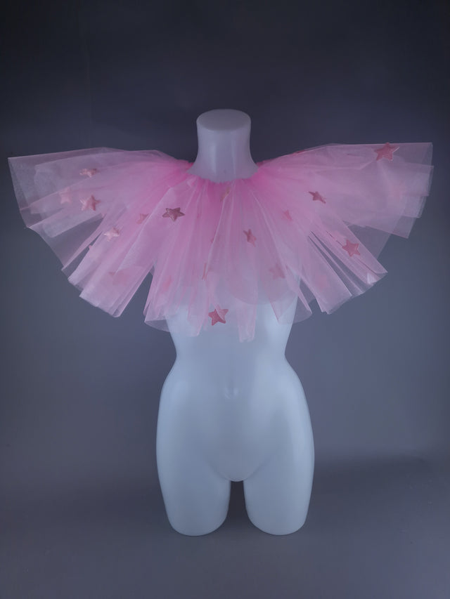 "Bobo" Pink Star Neck Ruffle, Clown Collar
