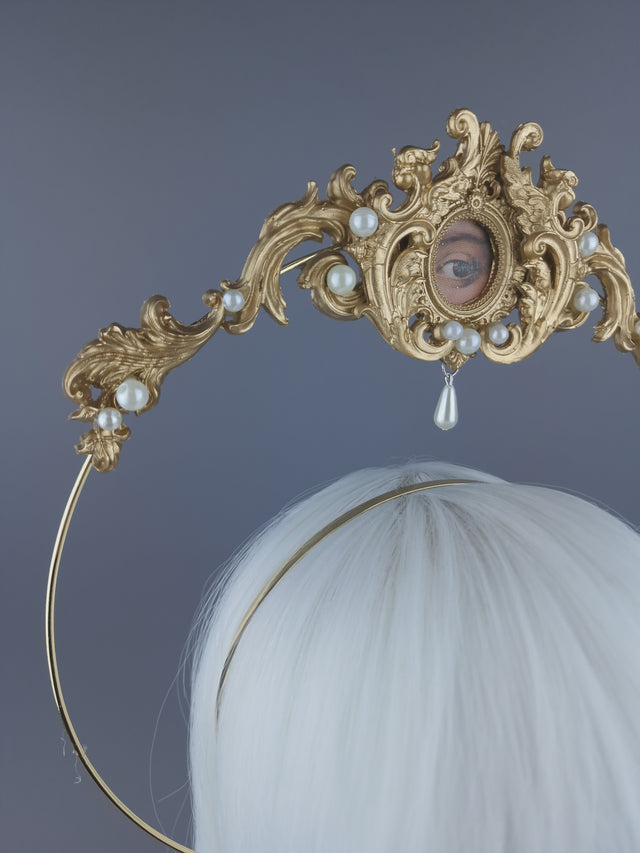 Pearls & Swine: Framed Third Eye Filigree Halo Headdress "Lover's Eye"