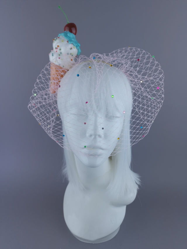 "Vanilla" Glittery Ice cream Veil headpiece