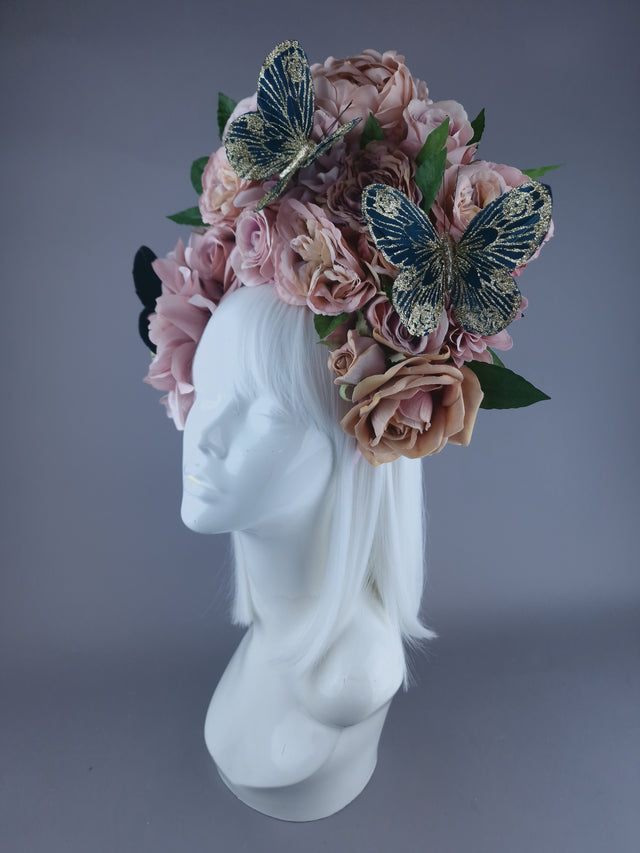 "Villa" Dusky Pink with Butterfly Headdress