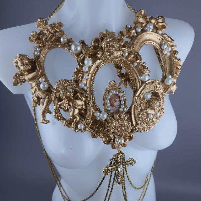"Circe" Gold Filigree & Pearl Cherub Body Jewellery Harness