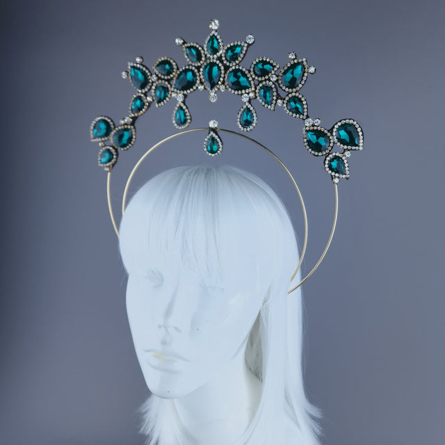 Teal Green Jewel Halo Headdress