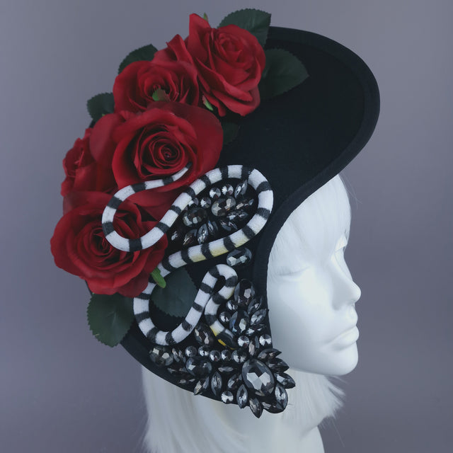 Pearls & Swine: Statement Red Rose Snake Hat