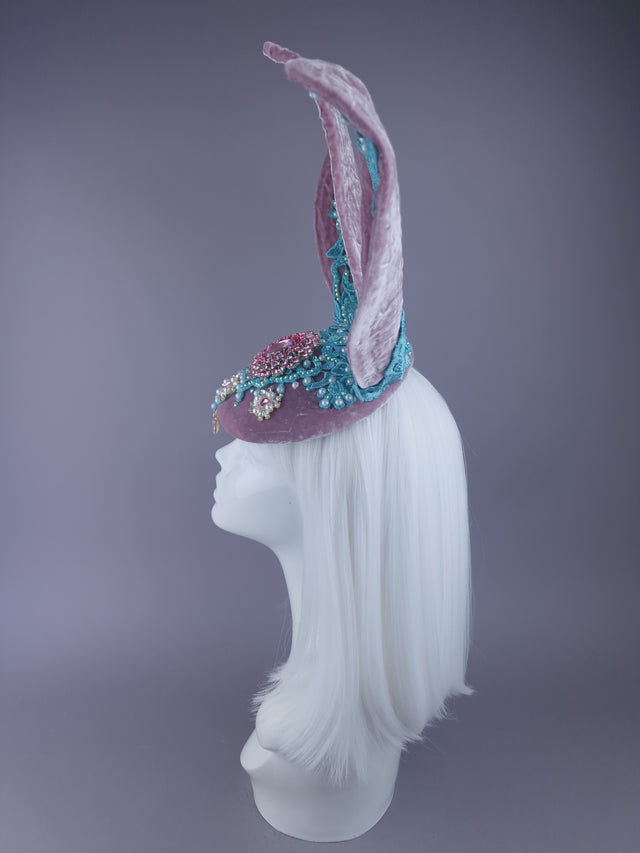 Pearls & Swine: Pink & Blue Bunny Rabbit Ear Fascinator Hat