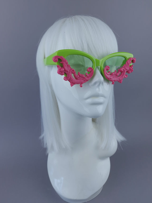 Pearls & Swine: Pink & Green Sunglasses - LIMITED EDITION