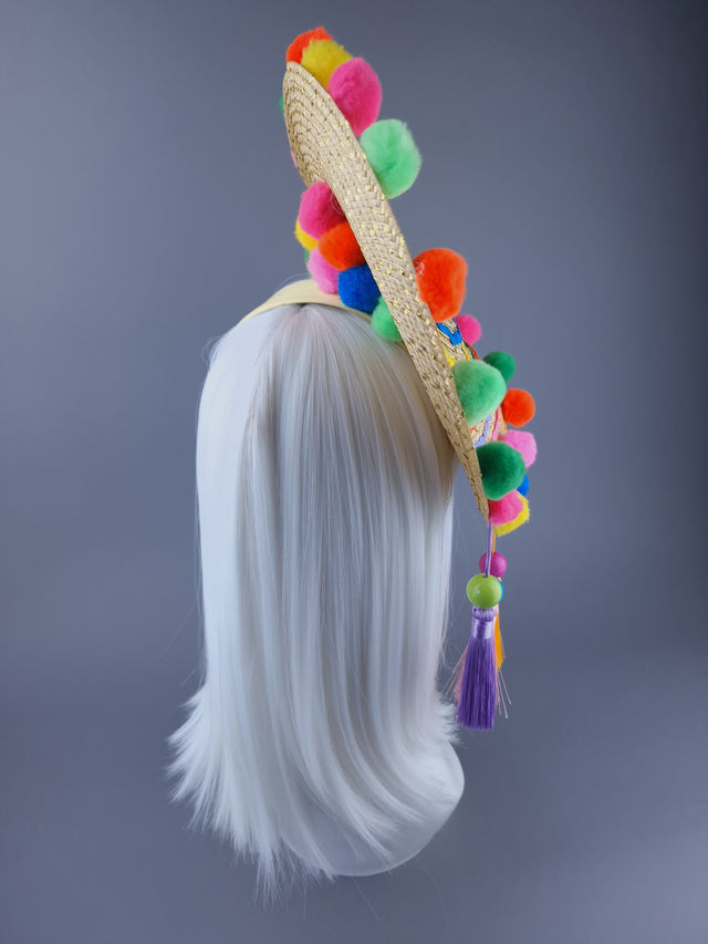 "Electra" Colourful Pompom & Tassel Hat