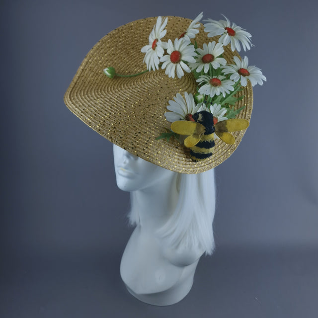 "Bumble" Daisy Flowers & Bee Fascinator Hat