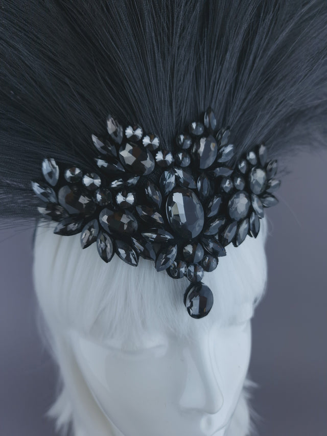 "Sassi" Grey Showgirl Jewel Headdress