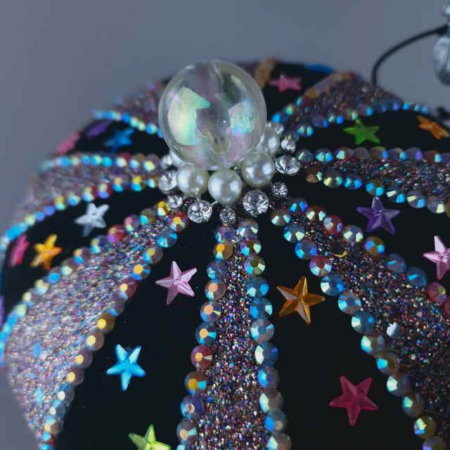 "Cirque Forever" Black, Silver & Colourful Circus Carousel Wired Veil Hat