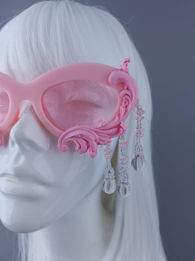 "Fianna" Pink Filigree Beading Sunglasses