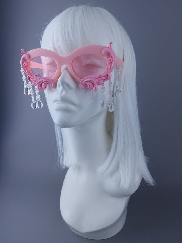 "Fianna" Pink Filigree Beading Sunglasses