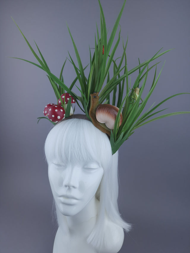 "Small World" Snail, Grass, Mushroom Headpiece