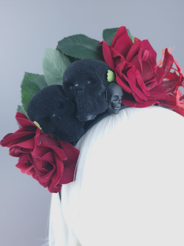 Pearls & Swine: Roses & Skulls Headdress "Death To The Lovers"