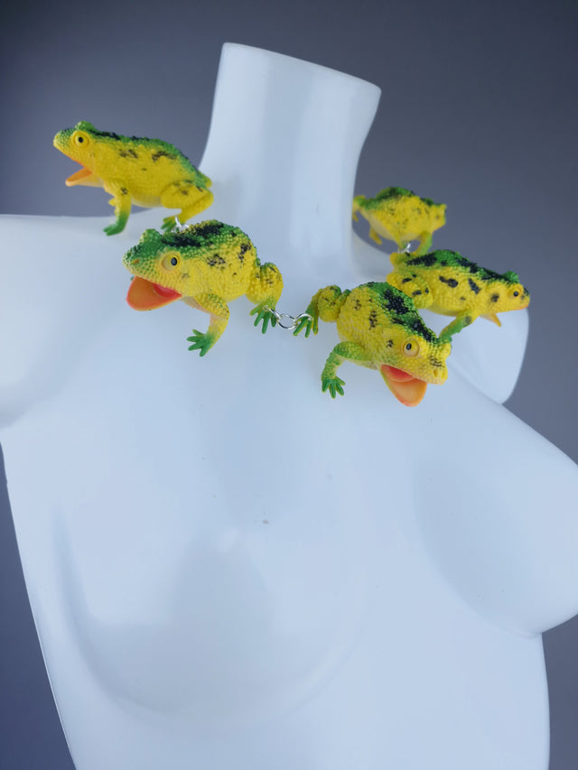 "Ribbit" Large Green Yellow Frog Neckpiece