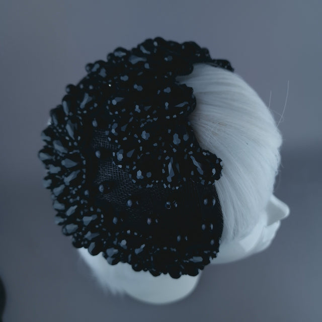 "Tempt" Black Bead Vintage Style Fascinator Hat