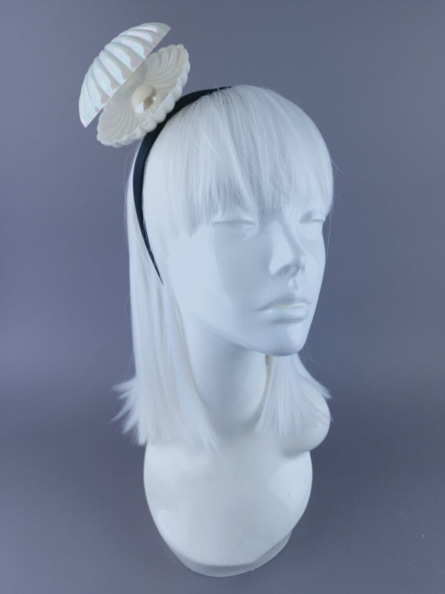 "Nithila" Pearl in Iridescent Shell Clam Headpiece