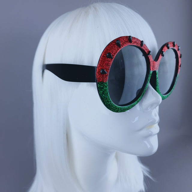 "Ceasefire" Watermelon Oversized Round Sunglasses