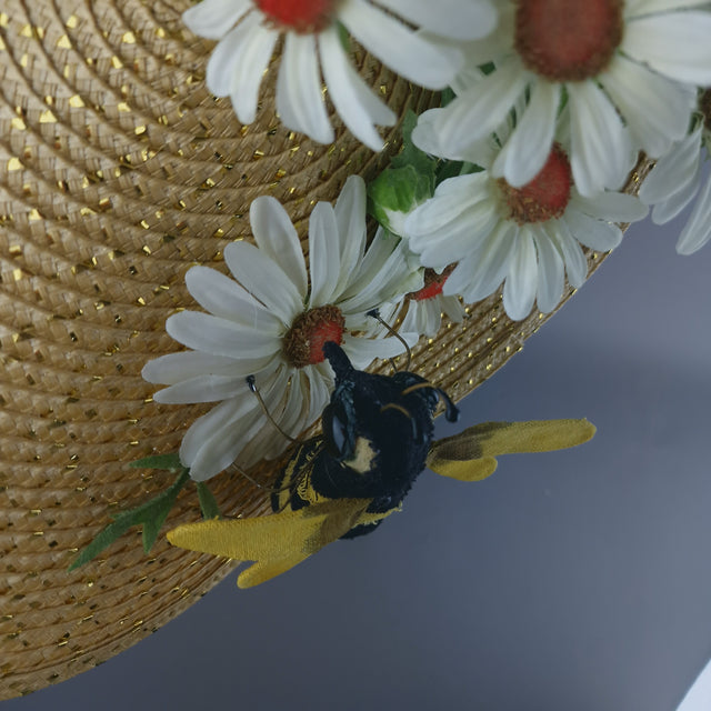 "Bumble" Daisy Flowers & Bee Fascinator Hat