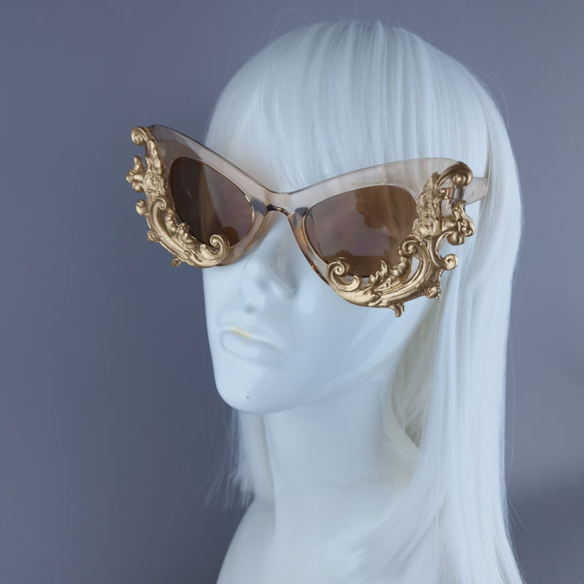 "Valencia" Gold Filigree Catseye Sunglasses