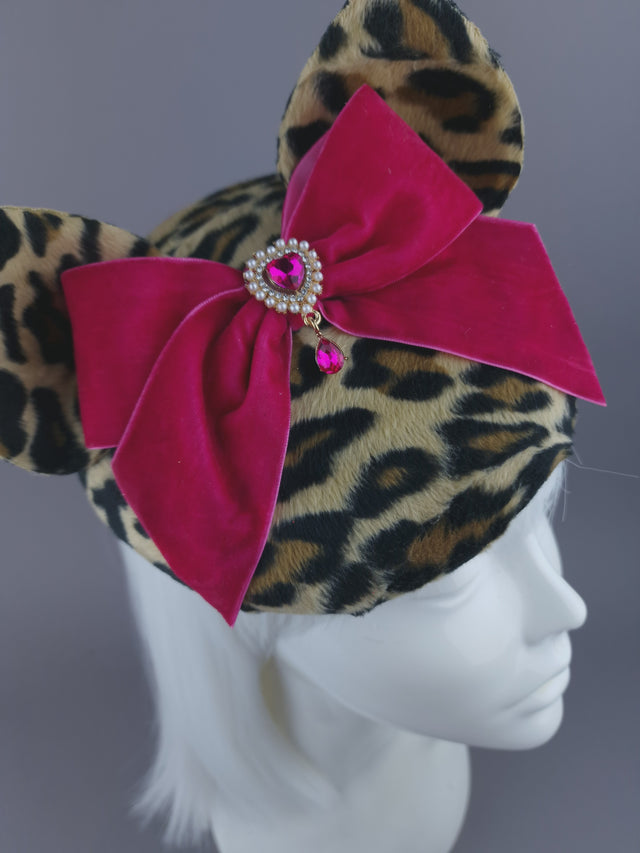 Pearls & Swine: Hat Leopard Print Vintage Inspired Cat Ear