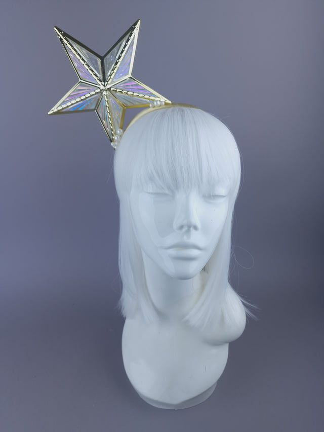 "A Star is Born" Iridescent Gold Star & Pearl Headpiece