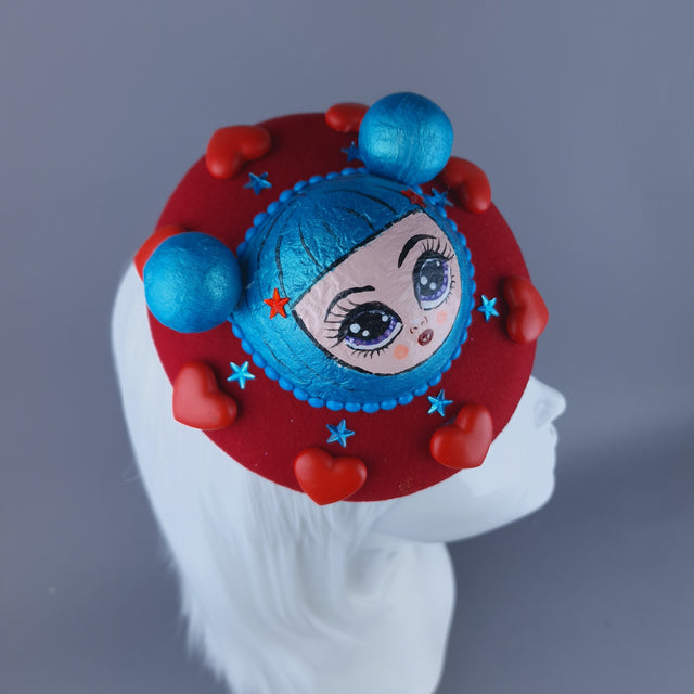 "Doodle" Dollface & Heart Fascinator Hat