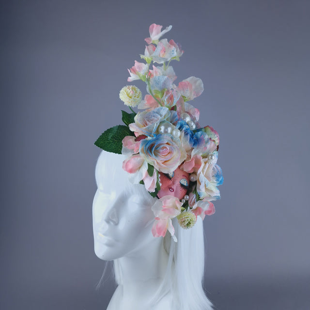 "Pippin" Pastel Flower Dollface & Pearl Fascinator Hat