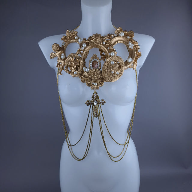 "Circe" Gold Filigree & Pearl Cherub Body Jewellery Harness