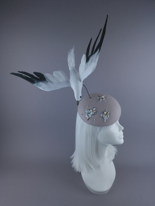 Pearls & Swine: Kitsch Glitter Seagull Poop Fascinator Hat "Mierda"